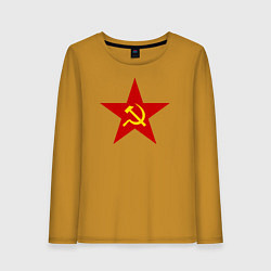 Лонгслив хлопковый женский Звезда СССР, цвет: горчичный