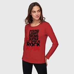 Лонгслив хлопковый женский AC/DC Rock, цвет: красный — фото 2