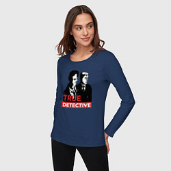 Лонгслив хлопковый женский True Detective, цвет: тёмно-синий — фото 2