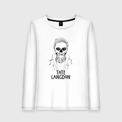 Лонгслив хлопковый женский Tate Langdon, цвет: белый