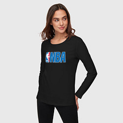 Лонгслив хлопковый женский NBA, цвет: черный — фото 2
