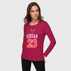Лонгслив хлопковый женский Jordan 23, цвет: маджента — фото 2