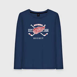 Лонгслив хлопковый женский Detroit Red Wings: Est.1926, цвет: тёмно-синий