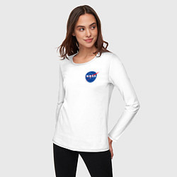Лонгслив хлопковый женский NASA, цвет: белый — фото 2