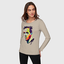 Лонгслив хлопковый женский Lionel Messi: fun-art, цвет: миндальный — фото 2