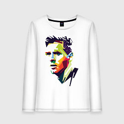 Лонгслив хлопковый женский Lionel Messi: fun-art, цвет: белый