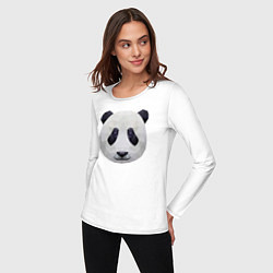 Лонгслив хлопковый женский Полигональная панда, цвет: белый — фото 2