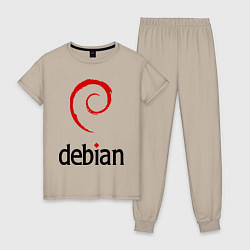 Пижама хлопковая женская Debian, цвет: миндальный