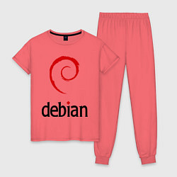Пижама хлопковая женская Debian, цвет: коралловый