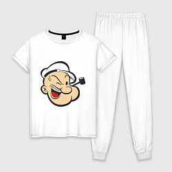 Пижама хлопковая женская Popeye Face, цвет: белый
