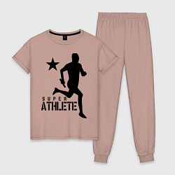 Пижама хлопковая женская Лёгкая атлетика, цвет: пыльно-розовый