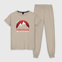 Пижама хлопковая женская Twin Peaks: Pie & Murder, цвет: миндальный