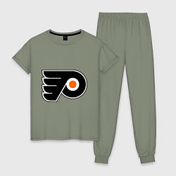 Пижама хлопковая женская Philadelphia Flyers, цвет: авокадо