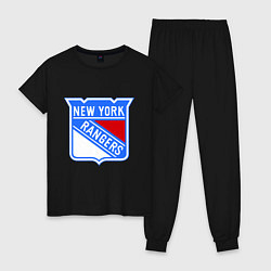 Пижама хлопковая женская New York Rangers, цвет: черный