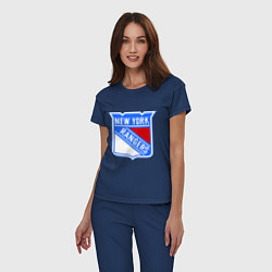 Пижама хлопковая женская New York Rangers, цвет: тёмно-синий — фото 2