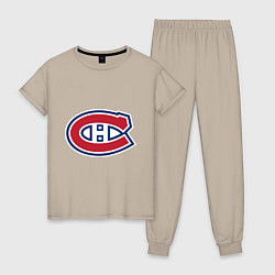 Пижама хлопковая женская Montreal Canadiens, цвет: миндальный