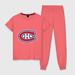 Пижама хлопковая женская Montreal Canadiens, цвет: коралловый