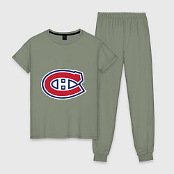 Пижама хлопковая женская Montreal Canadiens, цвет: авокадо