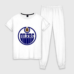 Пижама хлопковая женская Edmonton Oilers, цвет: белый