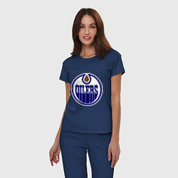Пижама хлопковая женская Edmonton Oilers, цвет: тёмно-синий — фото 2