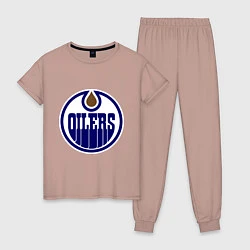 Пижама хлопковая женская Edmonton Oilers, цвет: пыльно-розовый