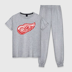 Пижама хлопковая женская Detroit Red Wings, цвет: меланж