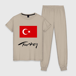 Пижама хлопковая женская Turkey, цвет: миндальный