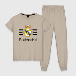 Пижама хлопковая женская Real Madrid Lines, цвет: миндальный