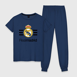 Пижама хлопковая женская Real Madrid Lines, цвет: тёмно-синий