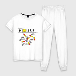 Пижама хлопковая женская House M.D. Pills, цвет: белый