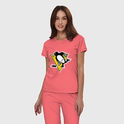 Пижама хлопковая женская Pittsburgh Penguins: Malkin 71, цвет: коралловый — фото 2