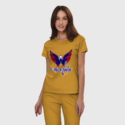 Пижама хлопковая женская Washington Capitals: Ovechkin, цвет: горчичный — фото 2