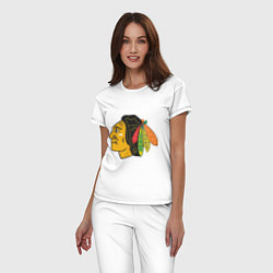 Пижама хлопковая женская Chicago Blackhawks, цвет: белый — фото 2