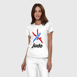 Пижама хлопковая женская Judo Emblem, цвет: белый — фото 2