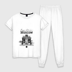 Пижама хлопковая женская Triumphal Arch of Moscow, цвет: белый