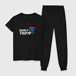 Пижама хлопковая женская Donald Trump Logo, цвет: черный