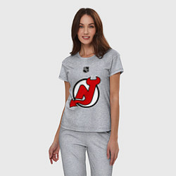 Пижама хлопковая женская New Jersey Devils: Kovalchuk 17, цвет: меланж — фото 2