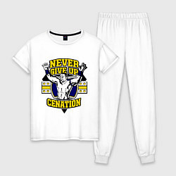 Пижама хлопковая женская Never Give Up: Cenation, цвет: белый