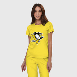 Пижама хлопковая женская Pittsburgh Penguins, цвет: желтый — фото 2
