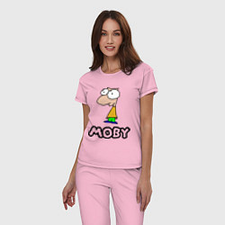 Пижама хлопковая женская Moby цвета светло-розовый — фото 2