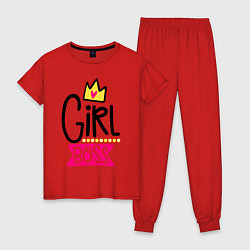 Пижама хлопковая женская Girl Boss, цвет: красный