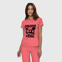 Пижама хлопковая женская Creeper Squad, цвет: коралловый — фото 2