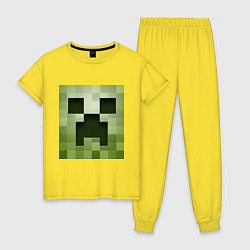 Пижама хлопковая женская Мinecraft creeper, цвет: желтый