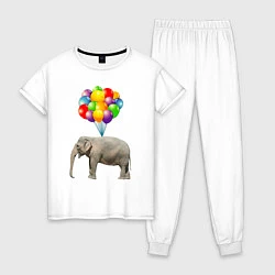 Пижама хлопковая женская Воздушный слоник, цвет: белый