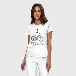 Пижама хлопковая женская I love cycling, цвет: белый — фото 2