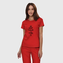 Пижама хлопковая женская Keep Calm & Ctrl + Z, цвет: красный — фото 2