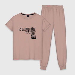 Пижама хлопковая женская Pulp Fiction Gun, цвет: пыльно-розовый
