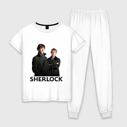 Пижама хлопковая женская Sherlock, цвет: белый