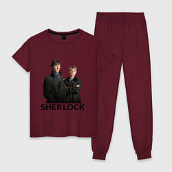 Пижама хлопковая женская Sherlock, цвет: меланж-бордовый