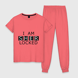 Пижама хлопковая женская I am Sherlocked, цвет: коралловый